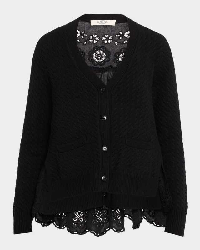 Shanna Lace-Panel Cardigan